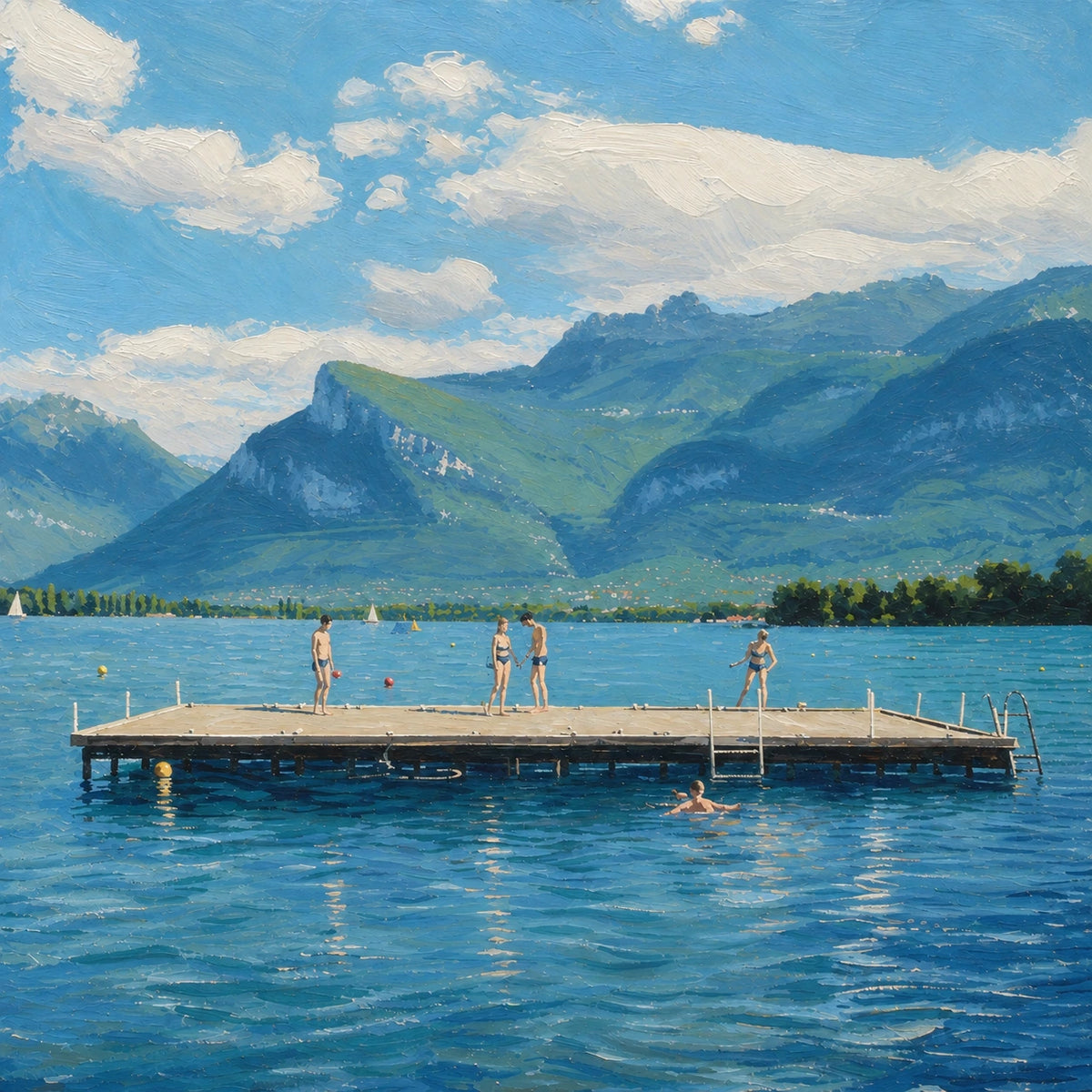 lake days beneath the alps, composition
