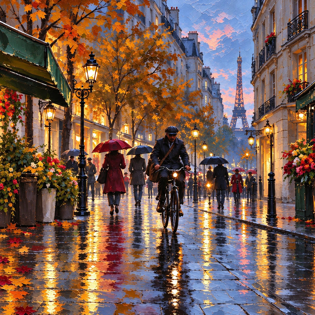 Cafe Lights on a Rainy Paris Street [noon:detail:composition]