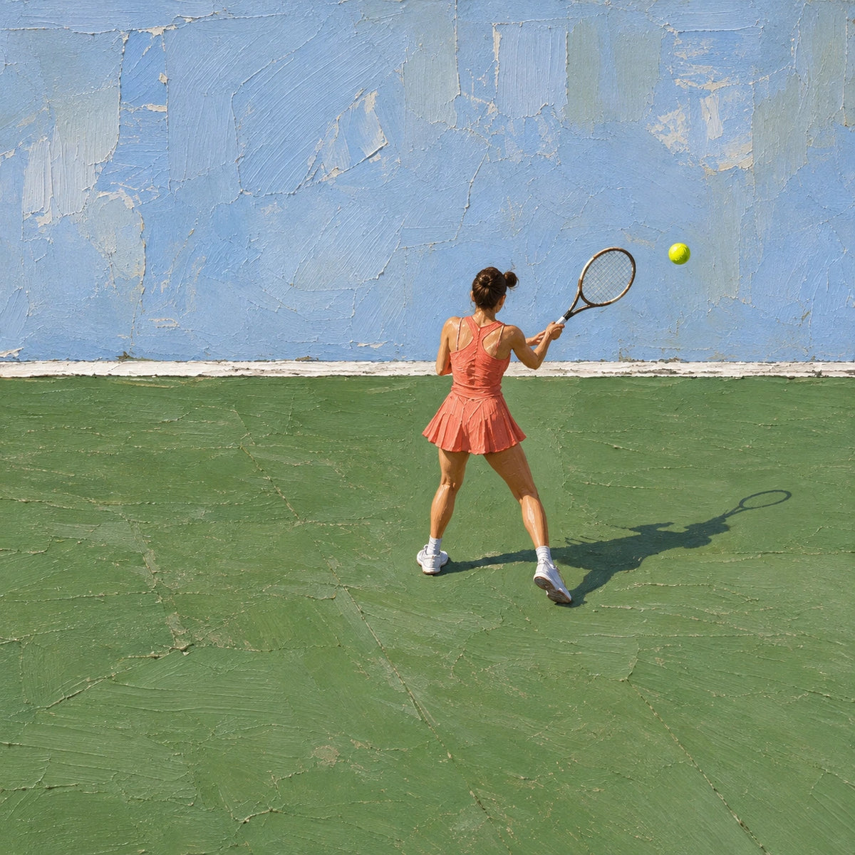 open court, bright day, composition