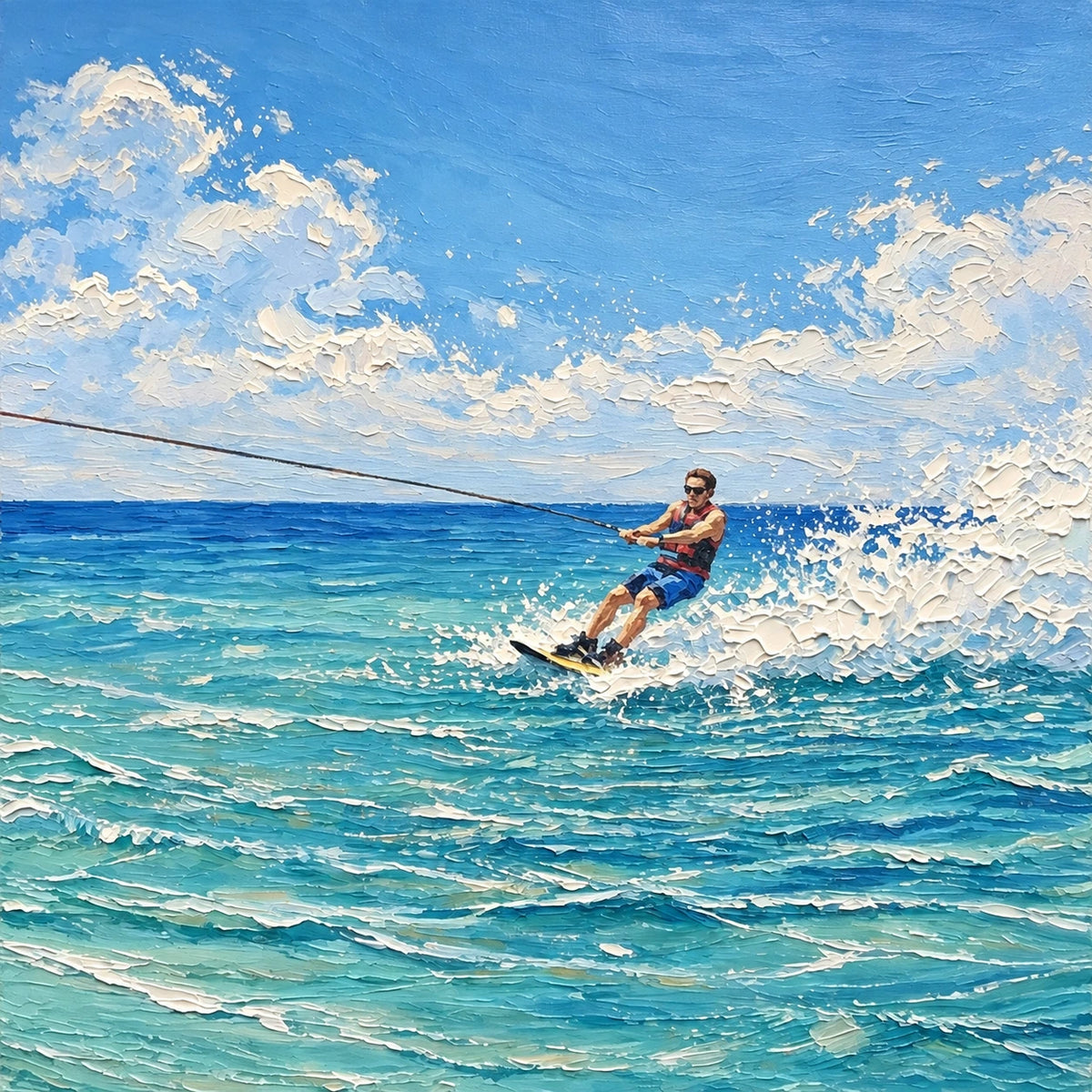 Hand-Painted Artwork | Surfing the Whitewate [noon:detail:composition]