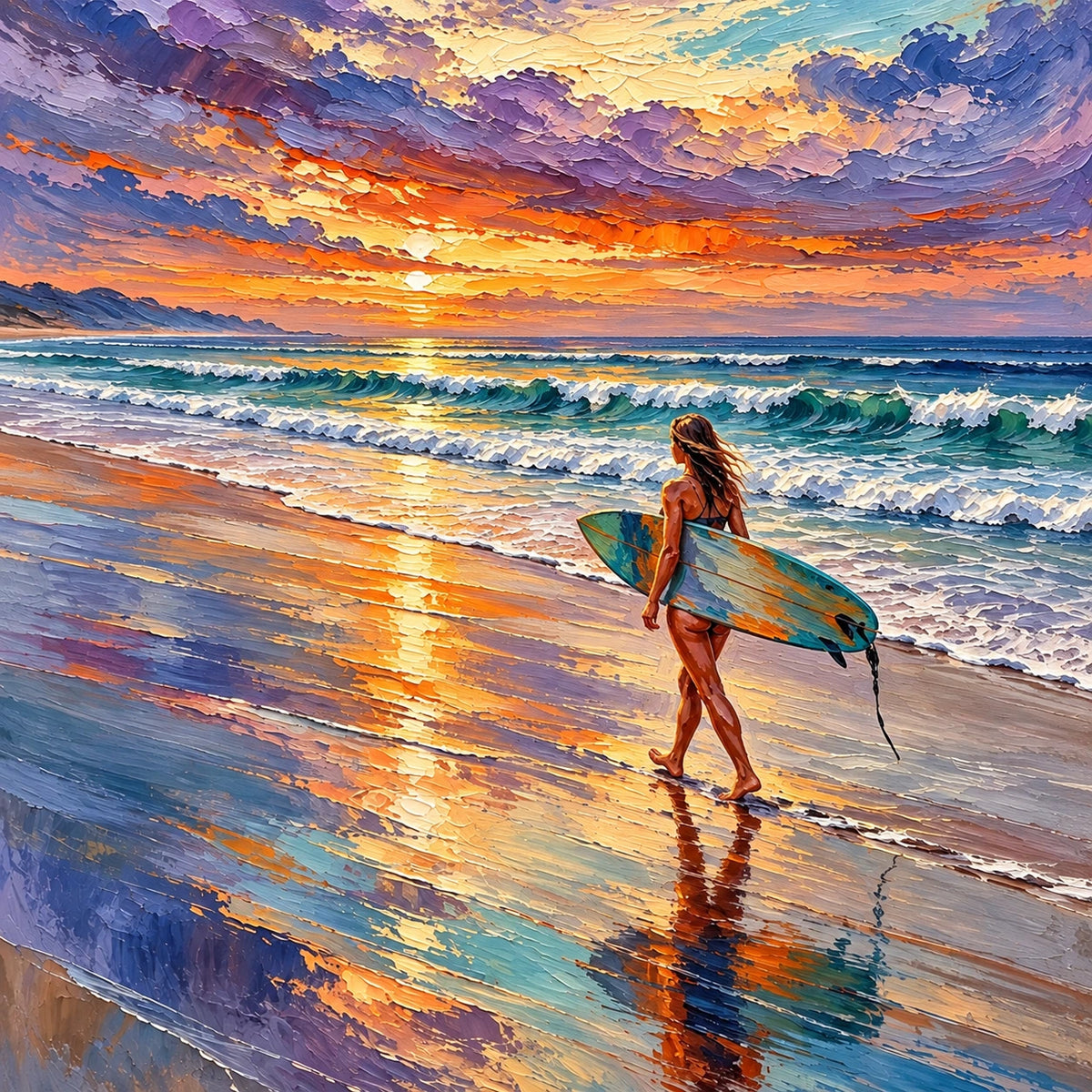 Hand-Painted Artwork | Surfboard at Sunse [noon:detail:composition]