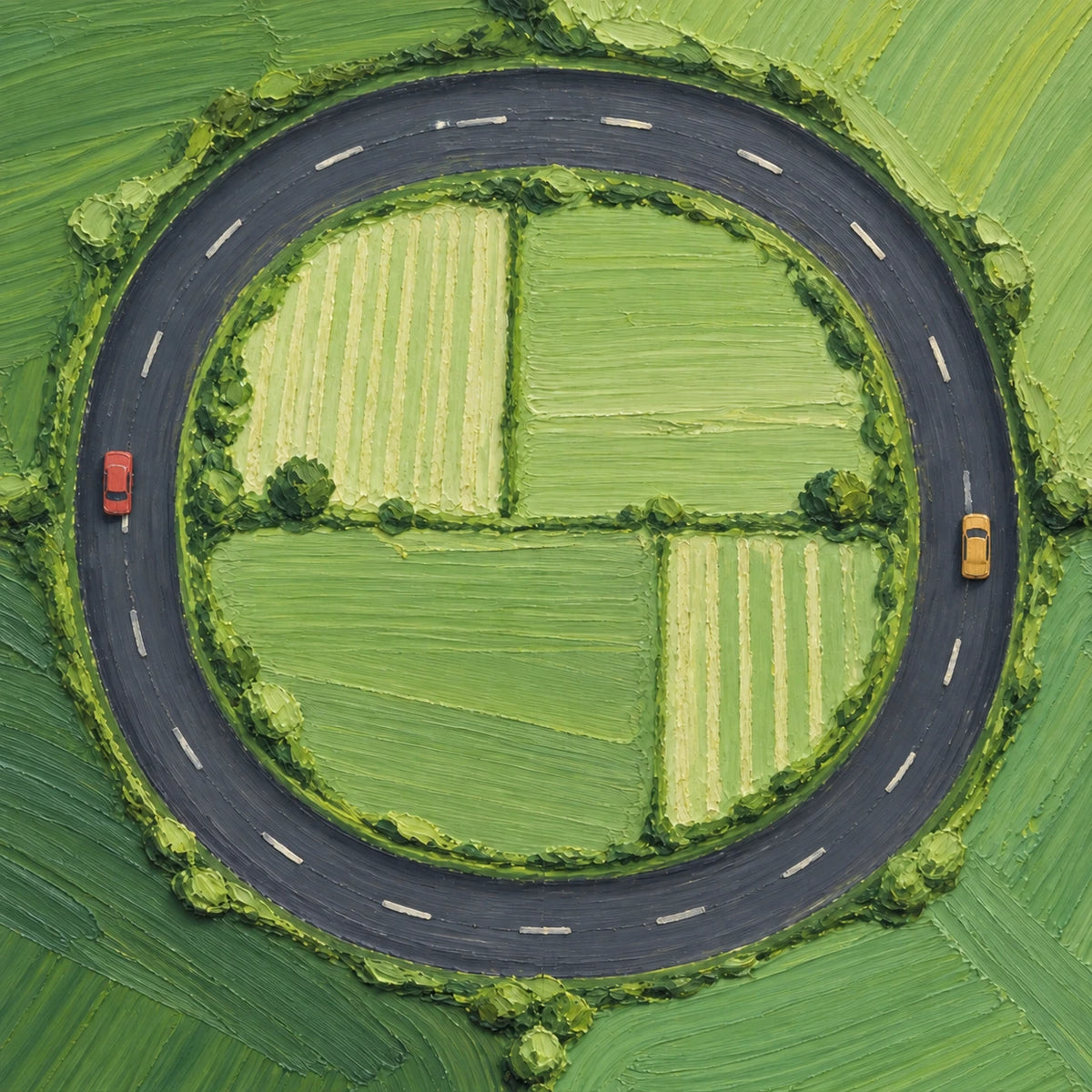Hand-Painted Artwork | Green Loop Road [noon:detail:composition]
