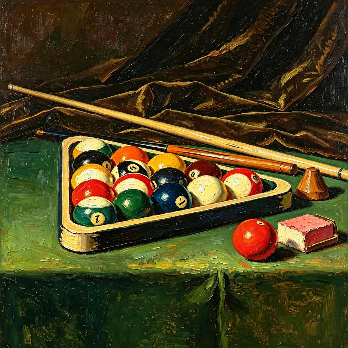 Hand-Painted Artwork | Billiards After Dark [noon:detail:composition]