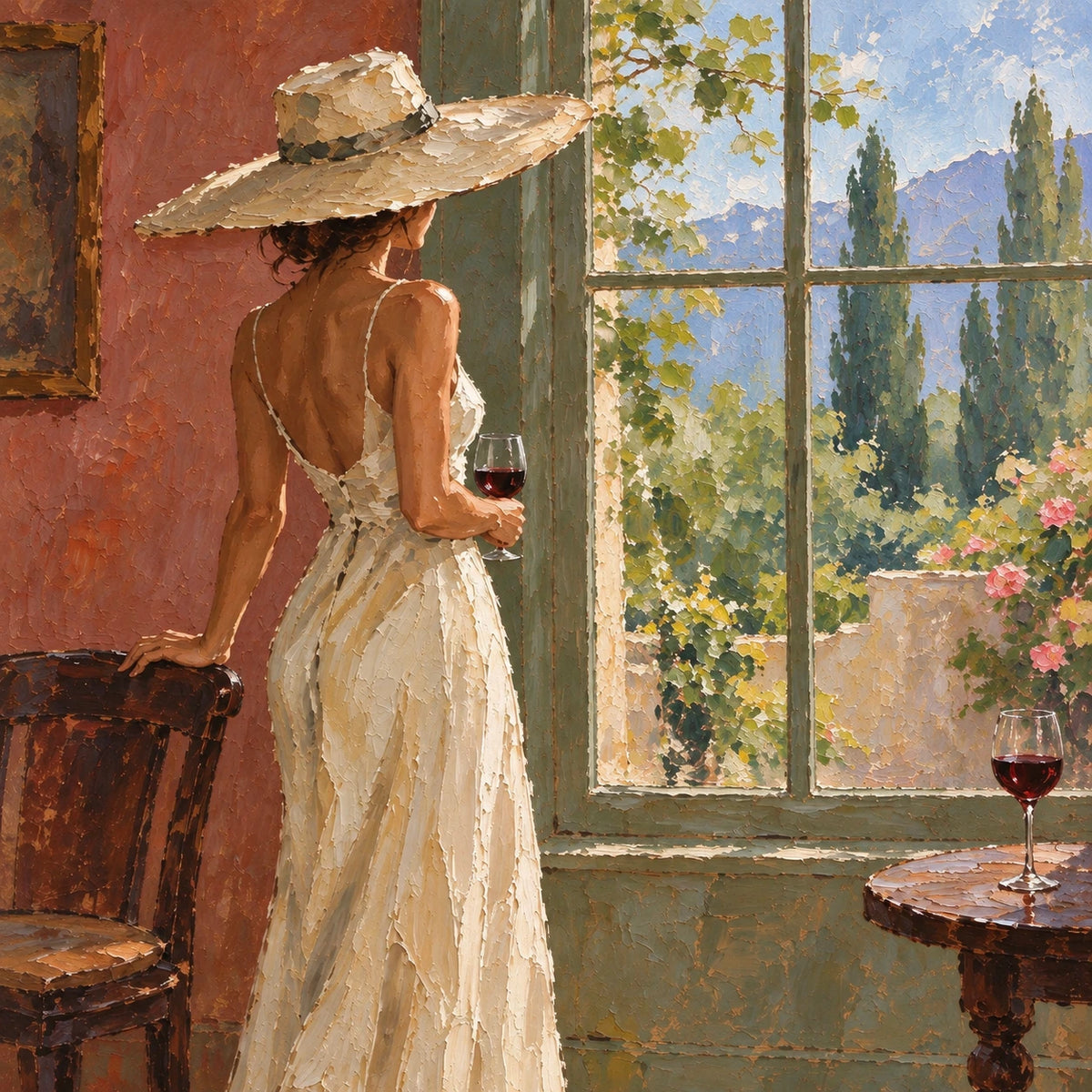 by the garden window, composition