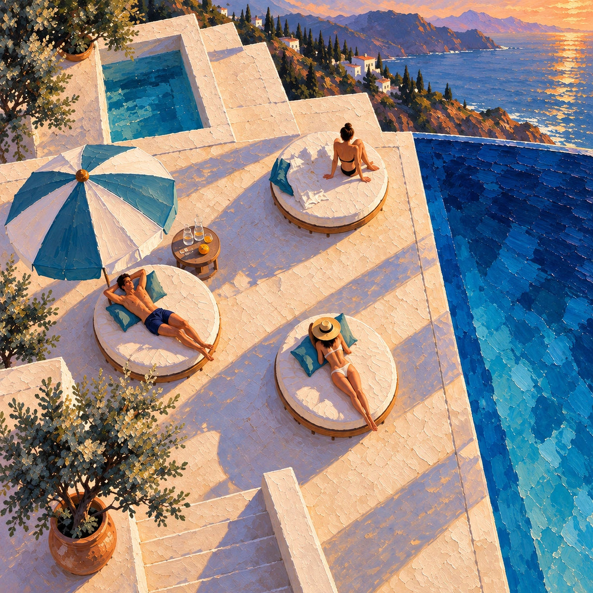 Sunlit Terrace Above the Sea [noon:detail:composition]