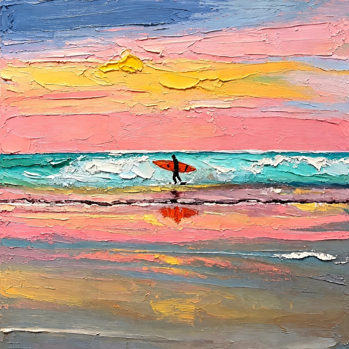 pastel surf walk, composition