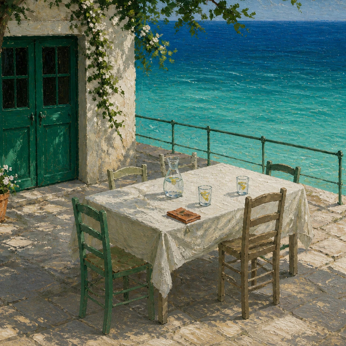 turquoise terrace, composition