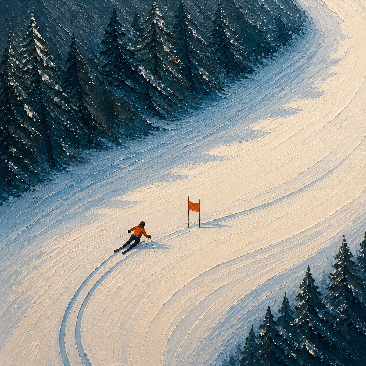 powder run through the pines, composition