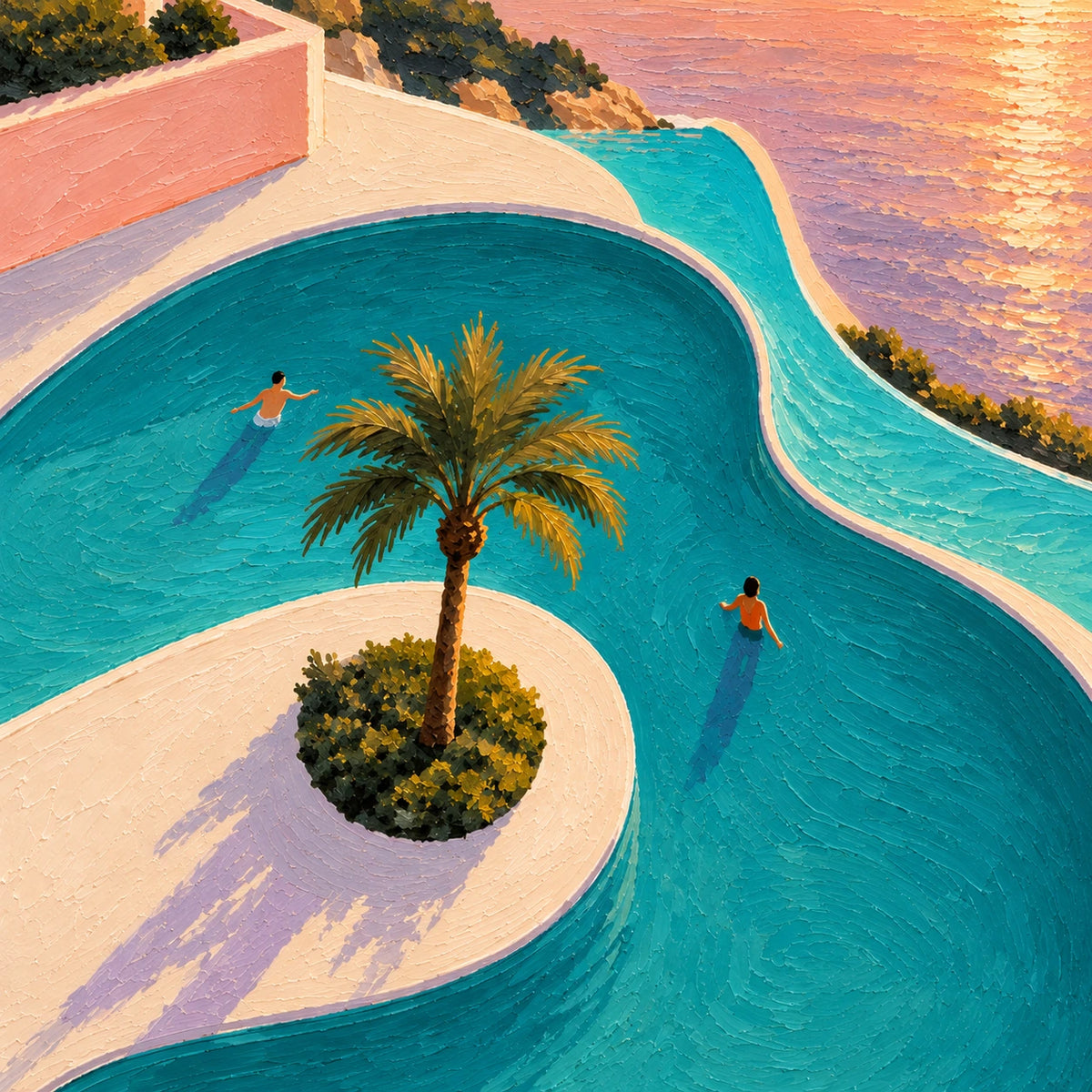sunset pool drift, composition