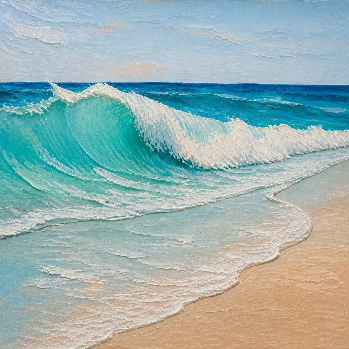 Hand-Painted Artwork | Shorebreak in Turquoise [noon:detail:composition]