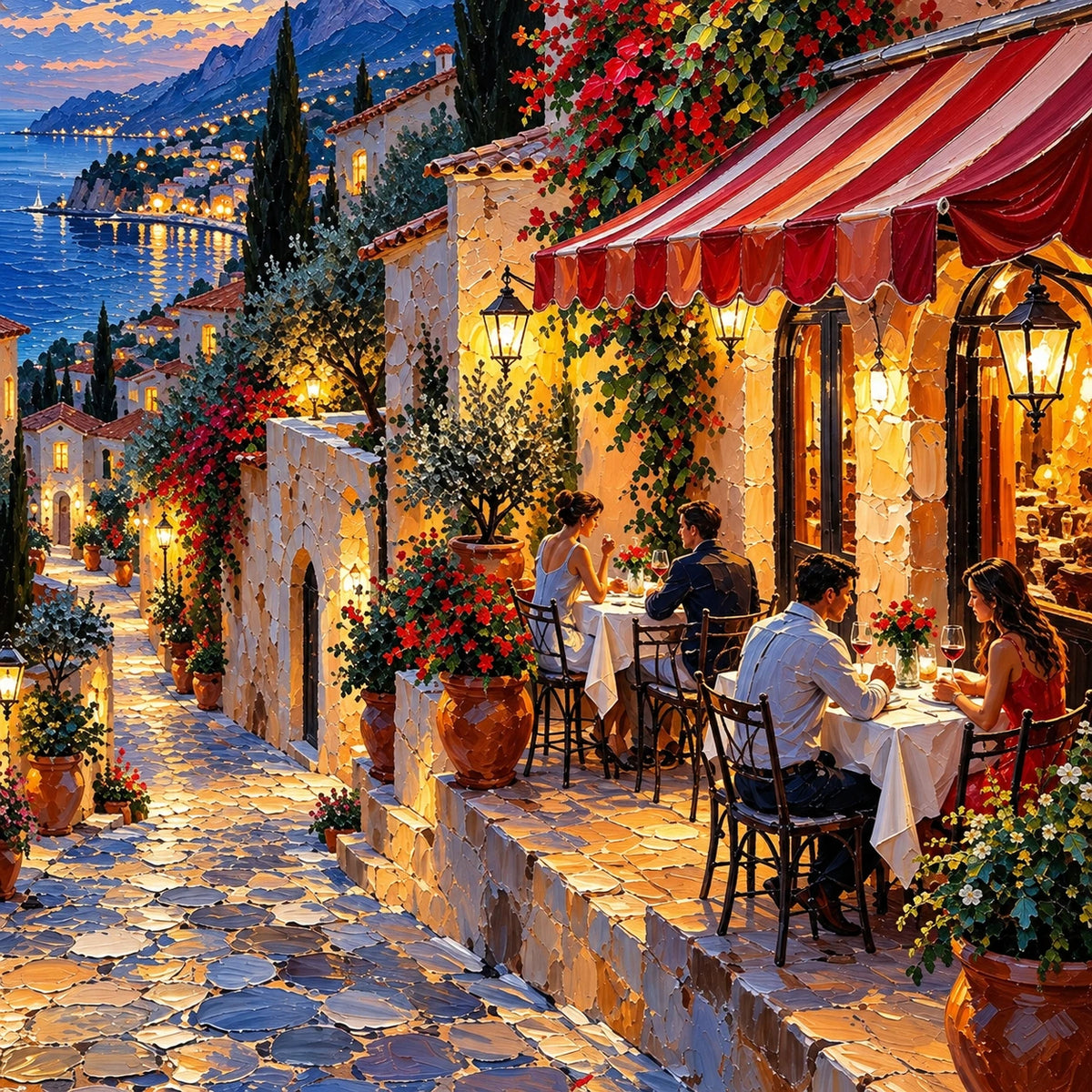 coastal evening in bloom, composition