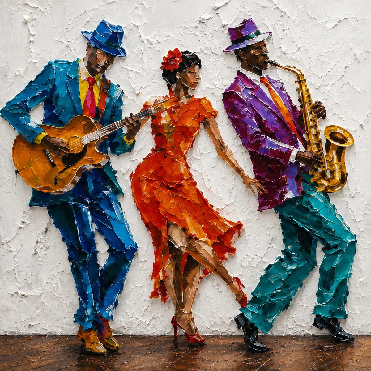 Hand-Painted Artwork | Vibrant Jazz Ensemble [noon:detail:composition]