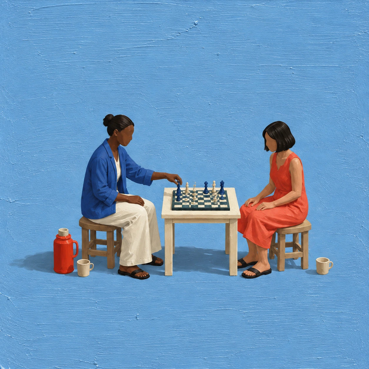 Hand-Painted Artwork | Blue Hour Chess [noon:detail:composition]