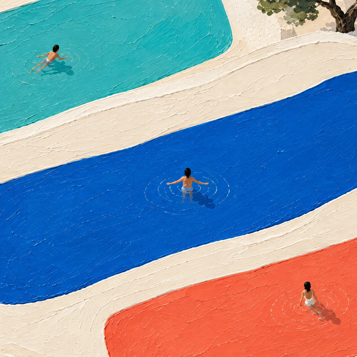 three pools above the sea, composition