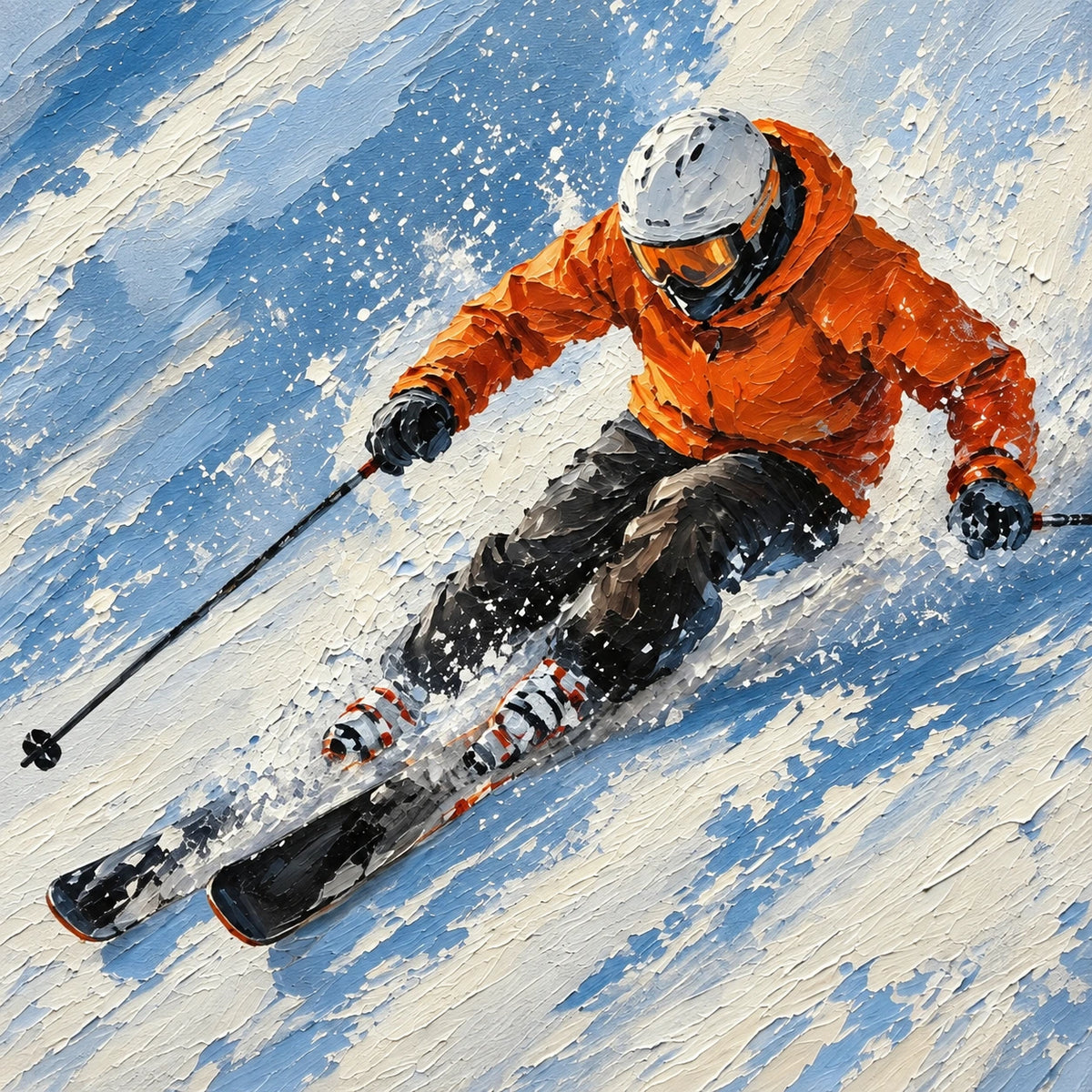 Hand-Painted Artwork | Downhill in Blue [noon:detail:composition]