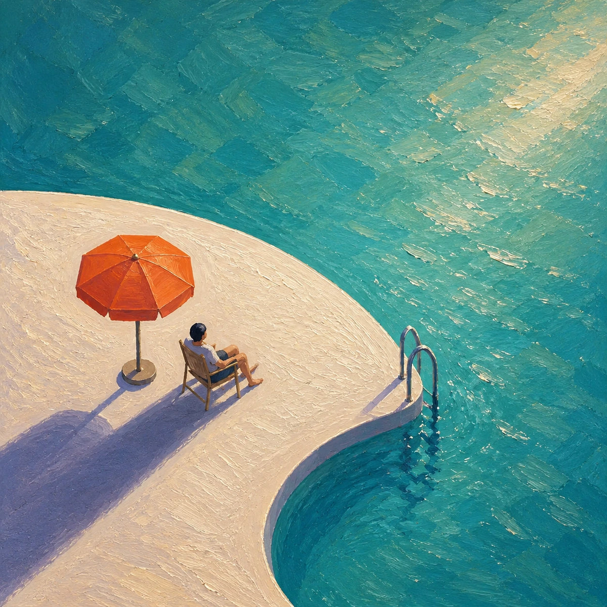 sunlit poolside, composition