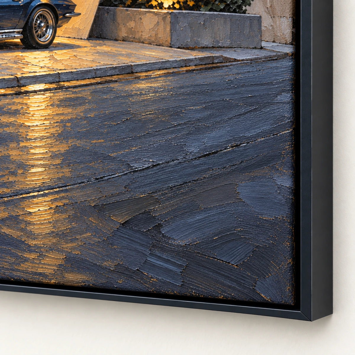 Hand-Painted Artwork | Dusk House with a Classic Ca [noon:detail:frame]