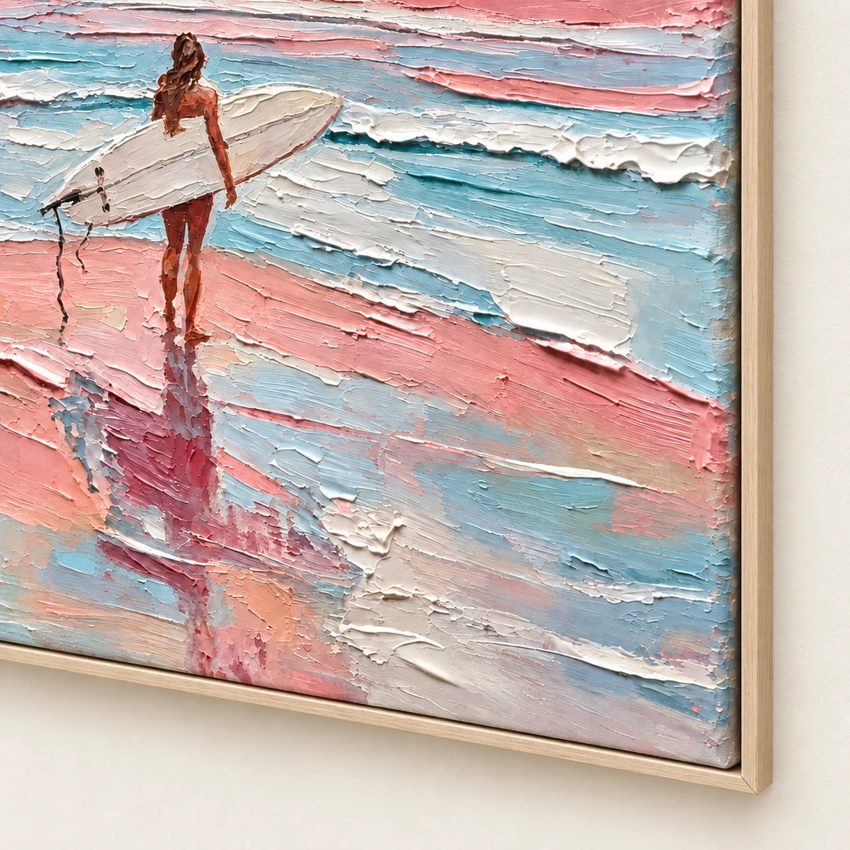 Hand-Painted Artwork | Surfing Into Pink Tide [noon:detail:frame]