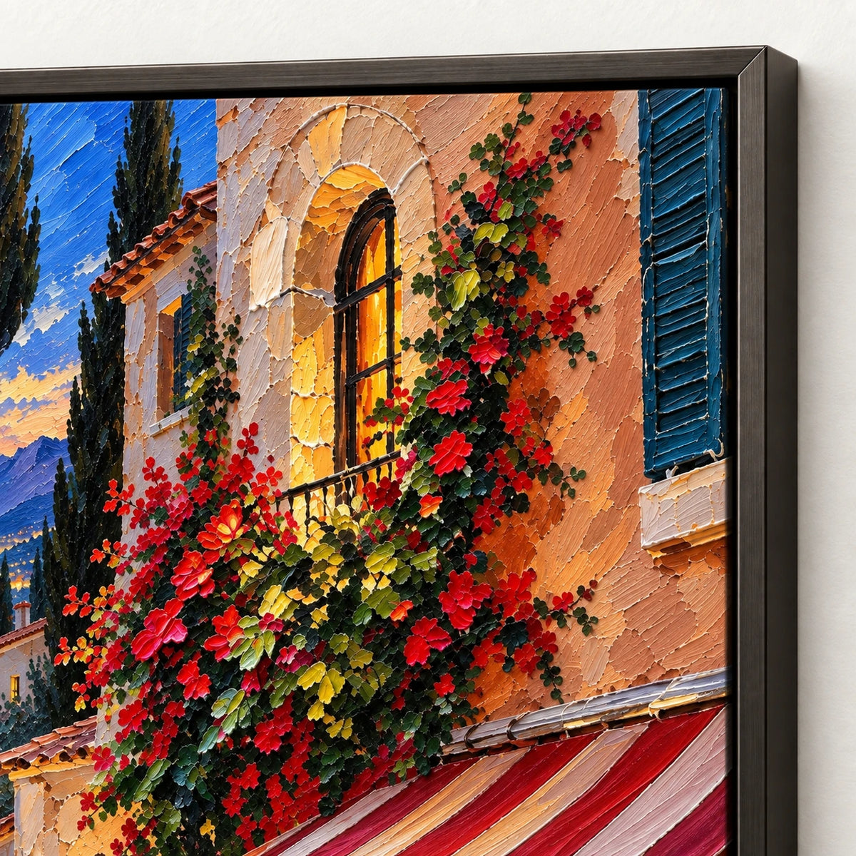 Hand-Painted Artwork | Lanterns Above the Azure Bay [noon:detail:frame]