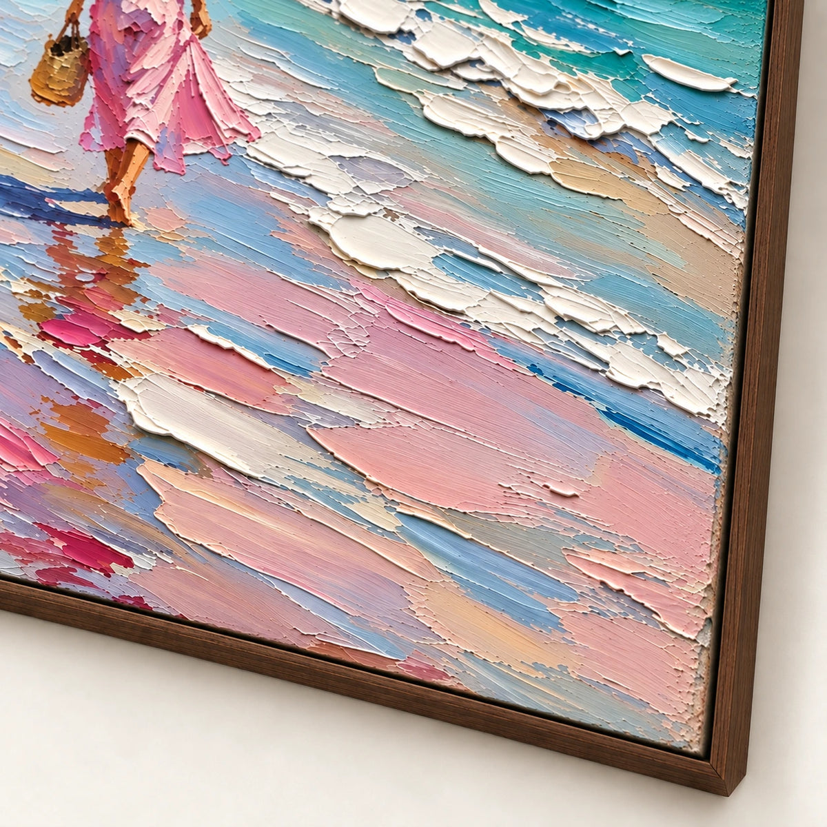 pink umbrellas by the sea, frame detail