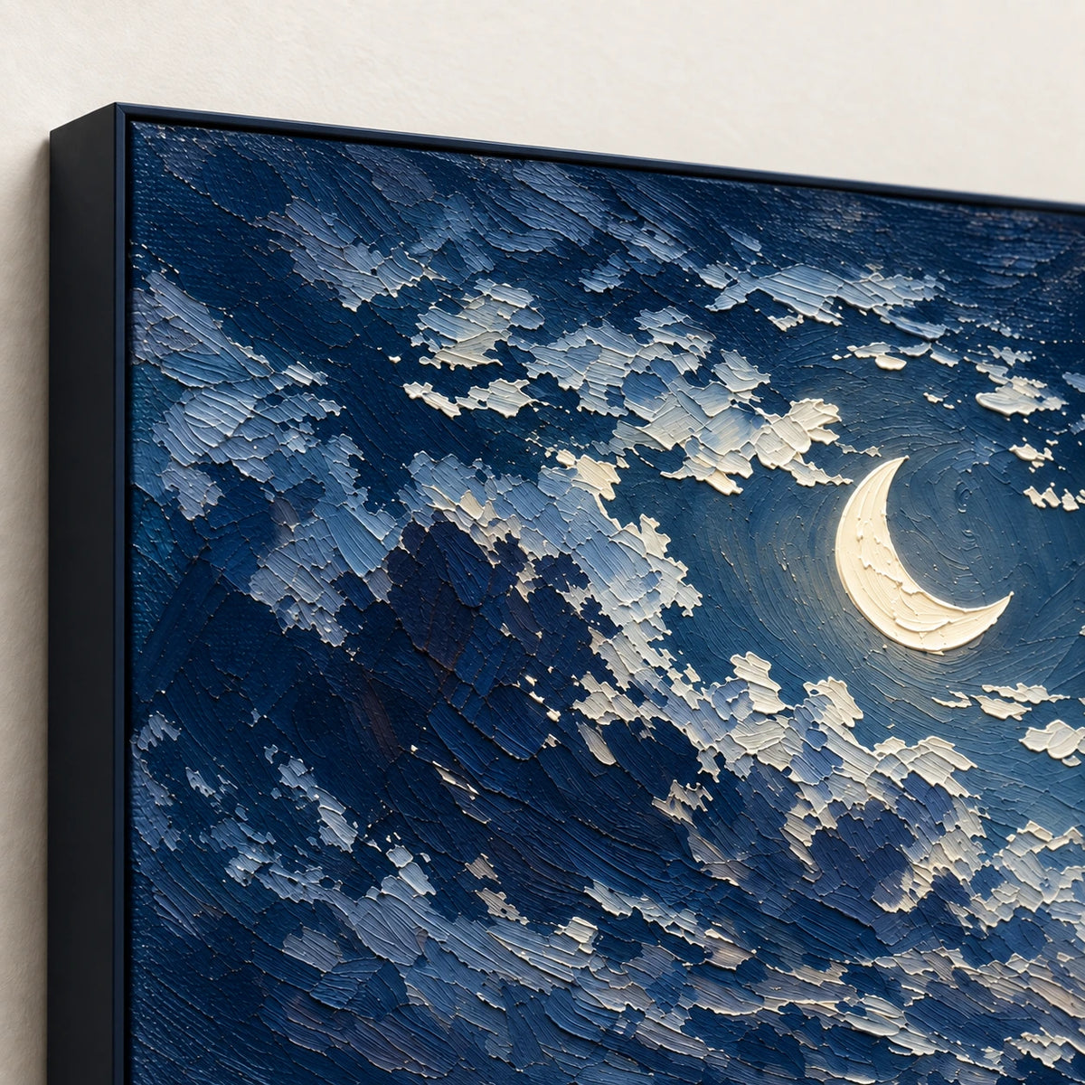 crescent moon coastal night, frame detail