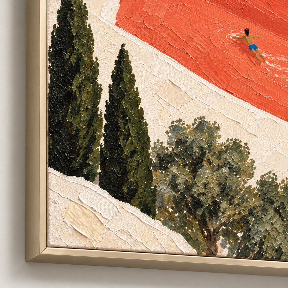 three pools in sunlight, frame detail