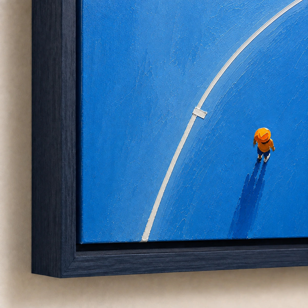 long shadows on blue court, frame detail