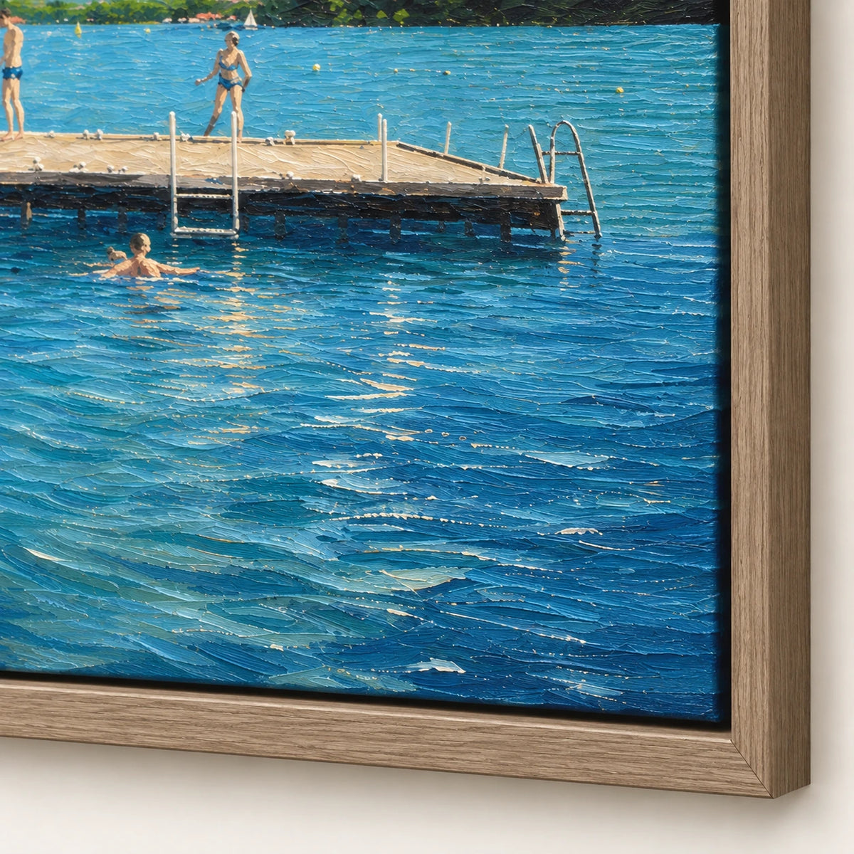 Hand-Painted Artwork | Lake Days Beneath the Alps [noon:detail:frame]
