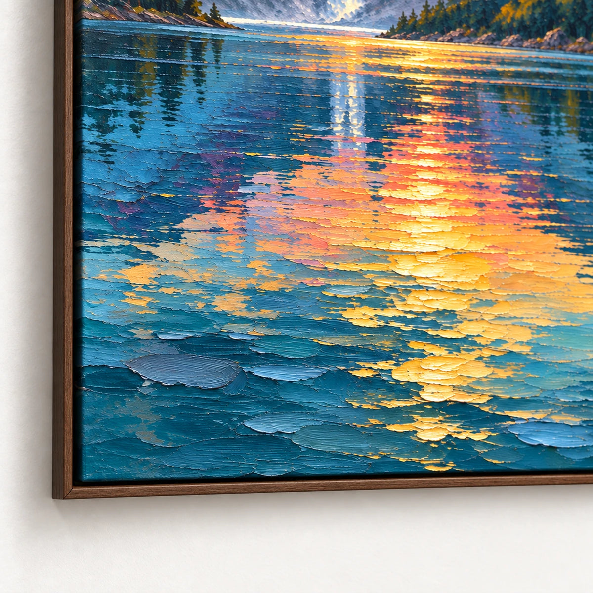 alpine lake at dusk, frame detail