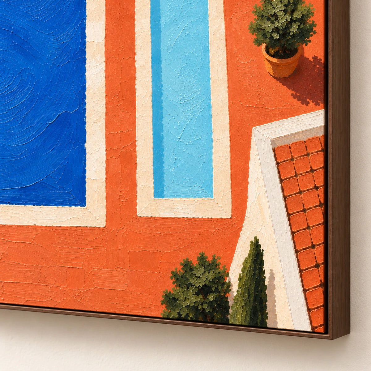 terracotta pool lines, frame detail