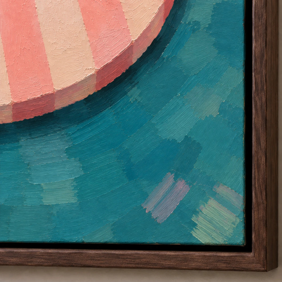 Hand-Painted Artwork | Pink Float in Palm Wate [noon:detail:frame]