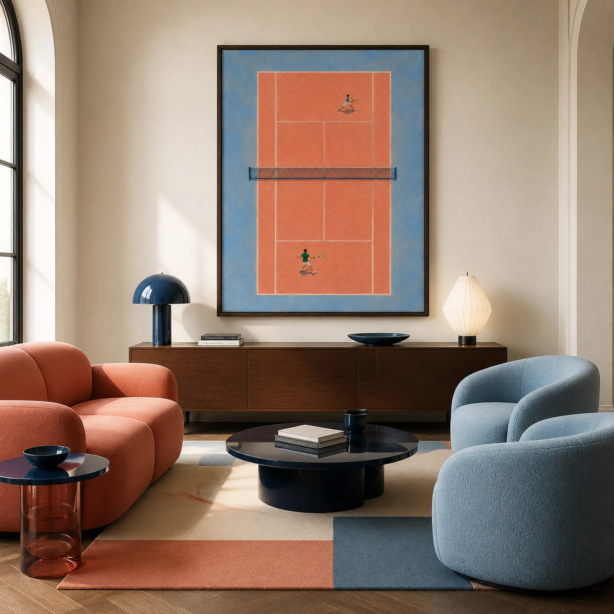 clay court rally displayed in a living room
