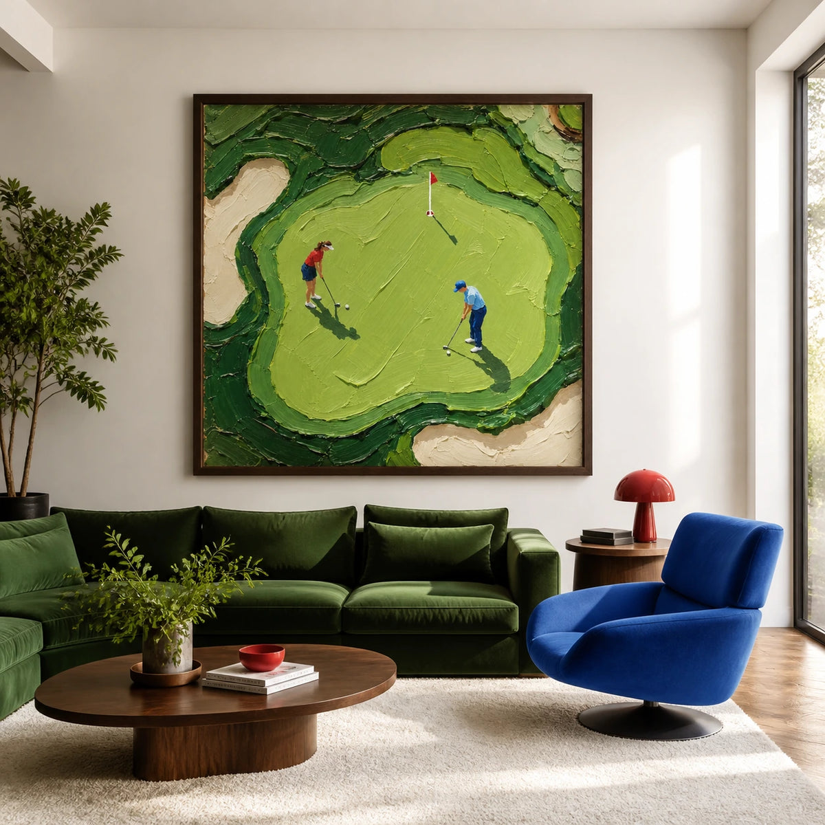 sunday on the green displayed in a living room
