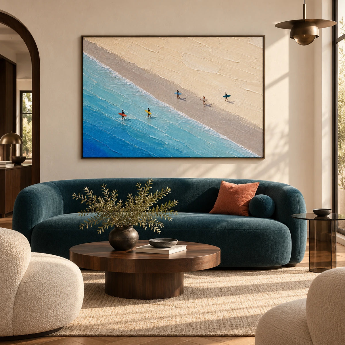 walkers by the tide displayed in a living room