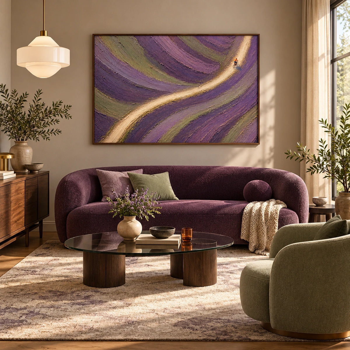 violet path ride displayed in a living room