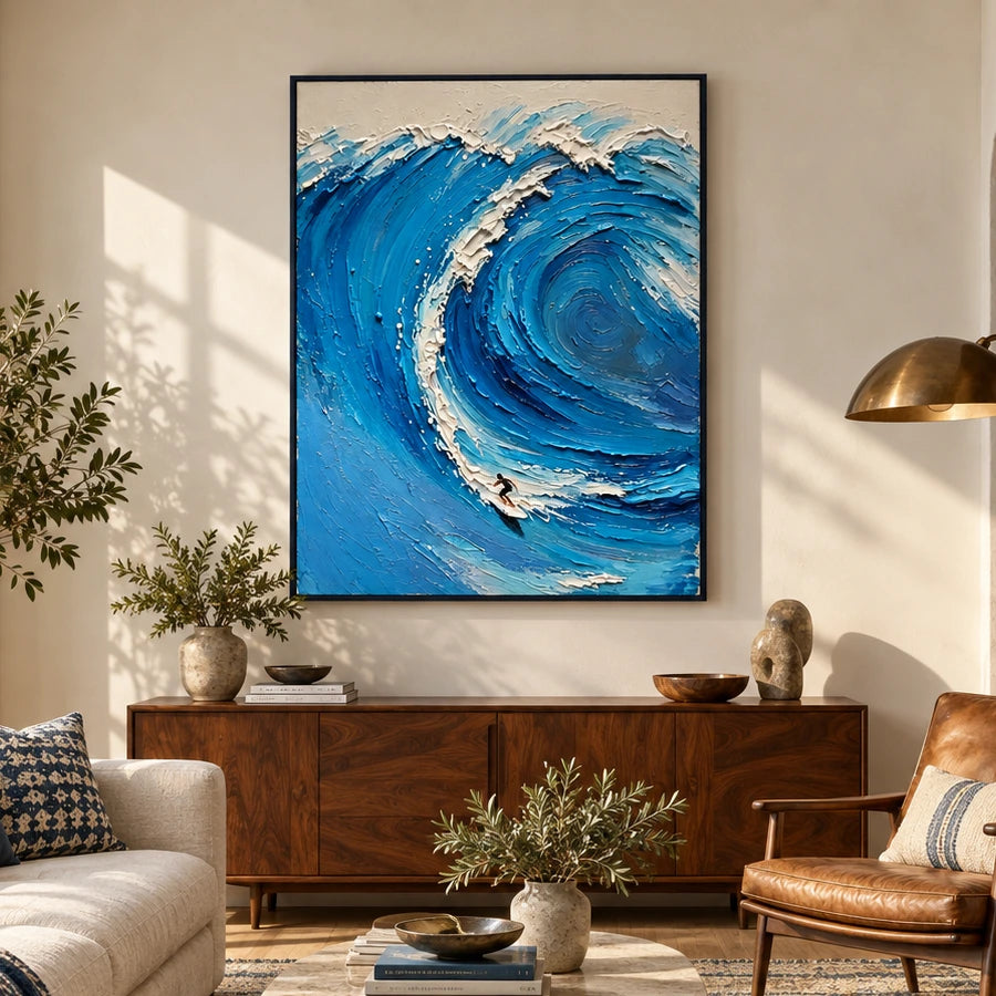 blue break displayed in a family living room