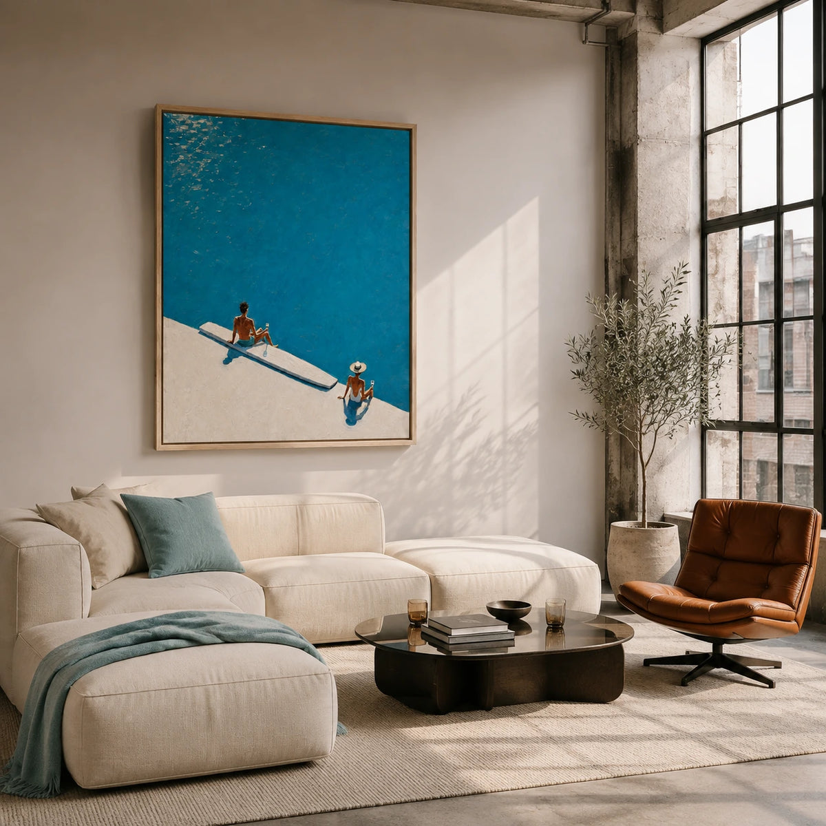 azure poolside displayed in a loft living room