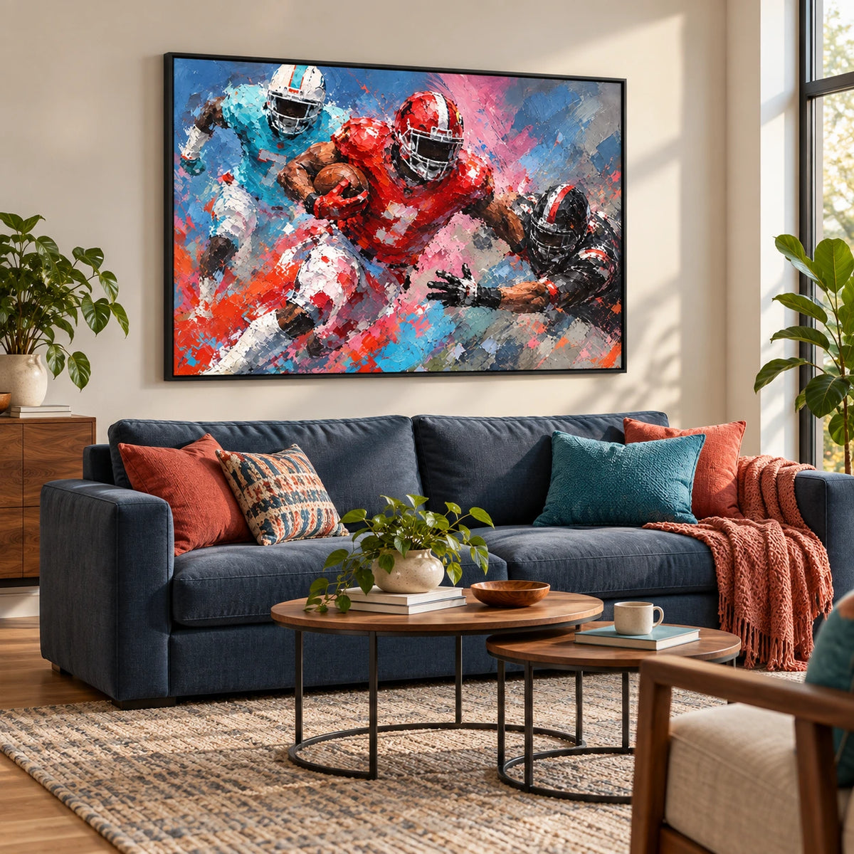 gridiron rush displayed in a living room