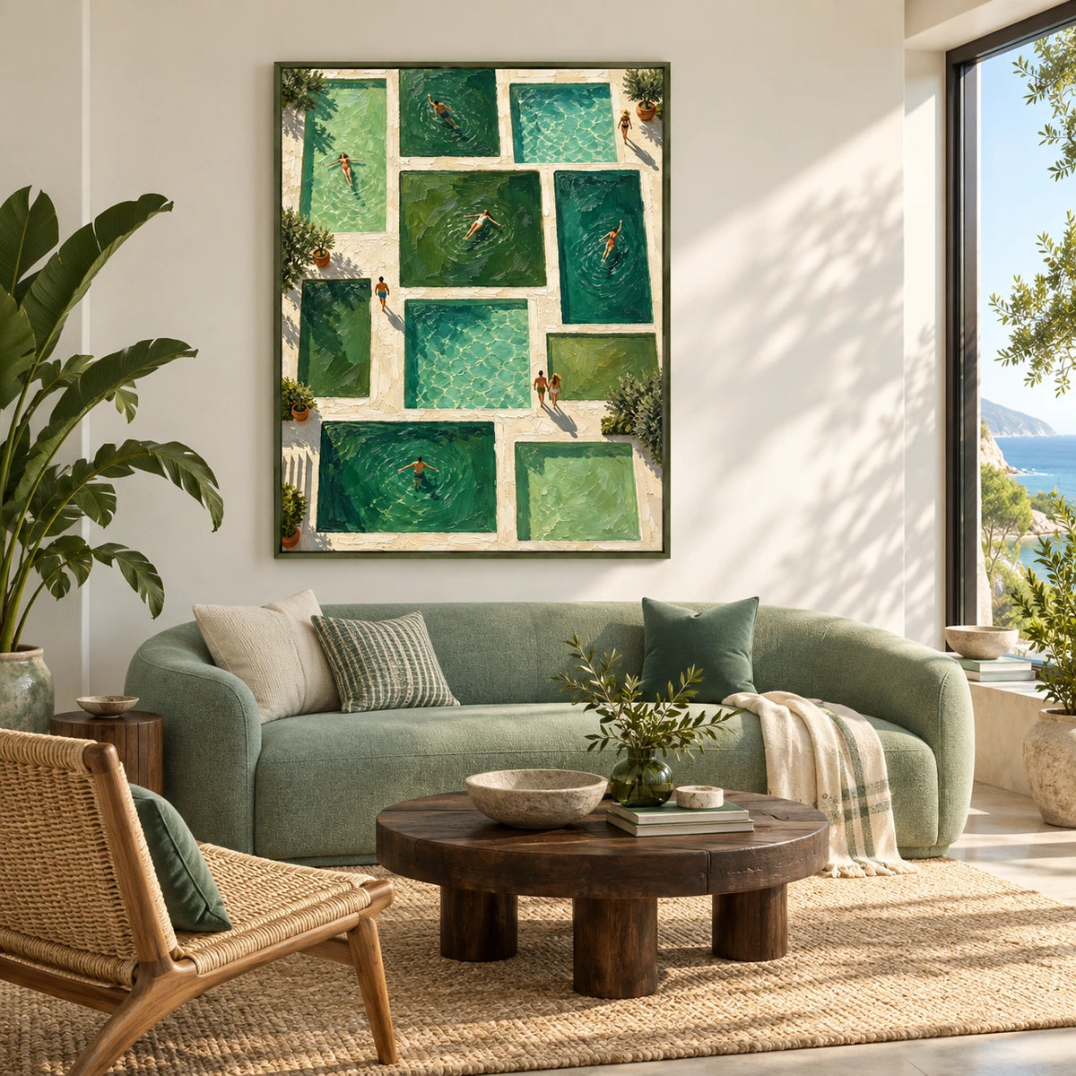 poolside rhythms displayed in a living room