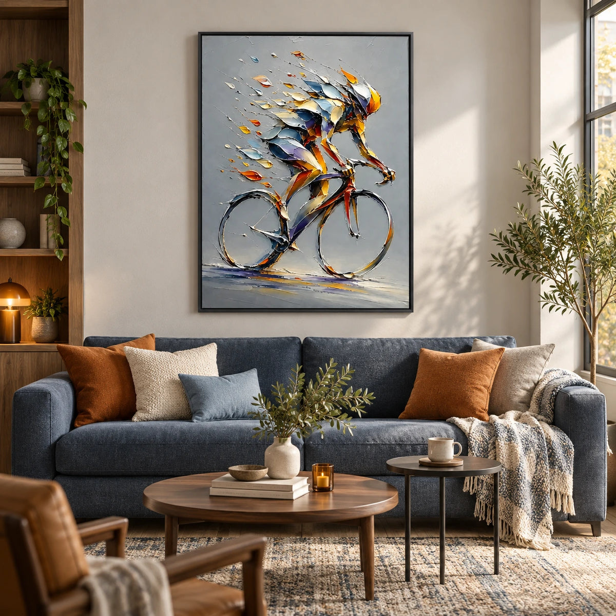 chromatic bicycle ride displayed in a living room
