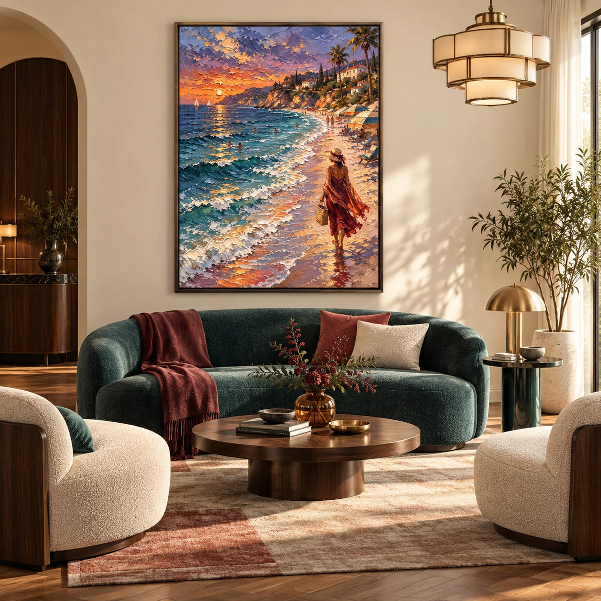carmel sunset shore displayed in a living room