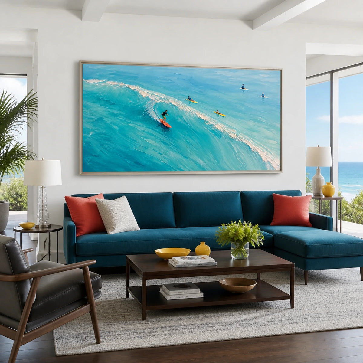 bluewater break displayed in a coastal living room