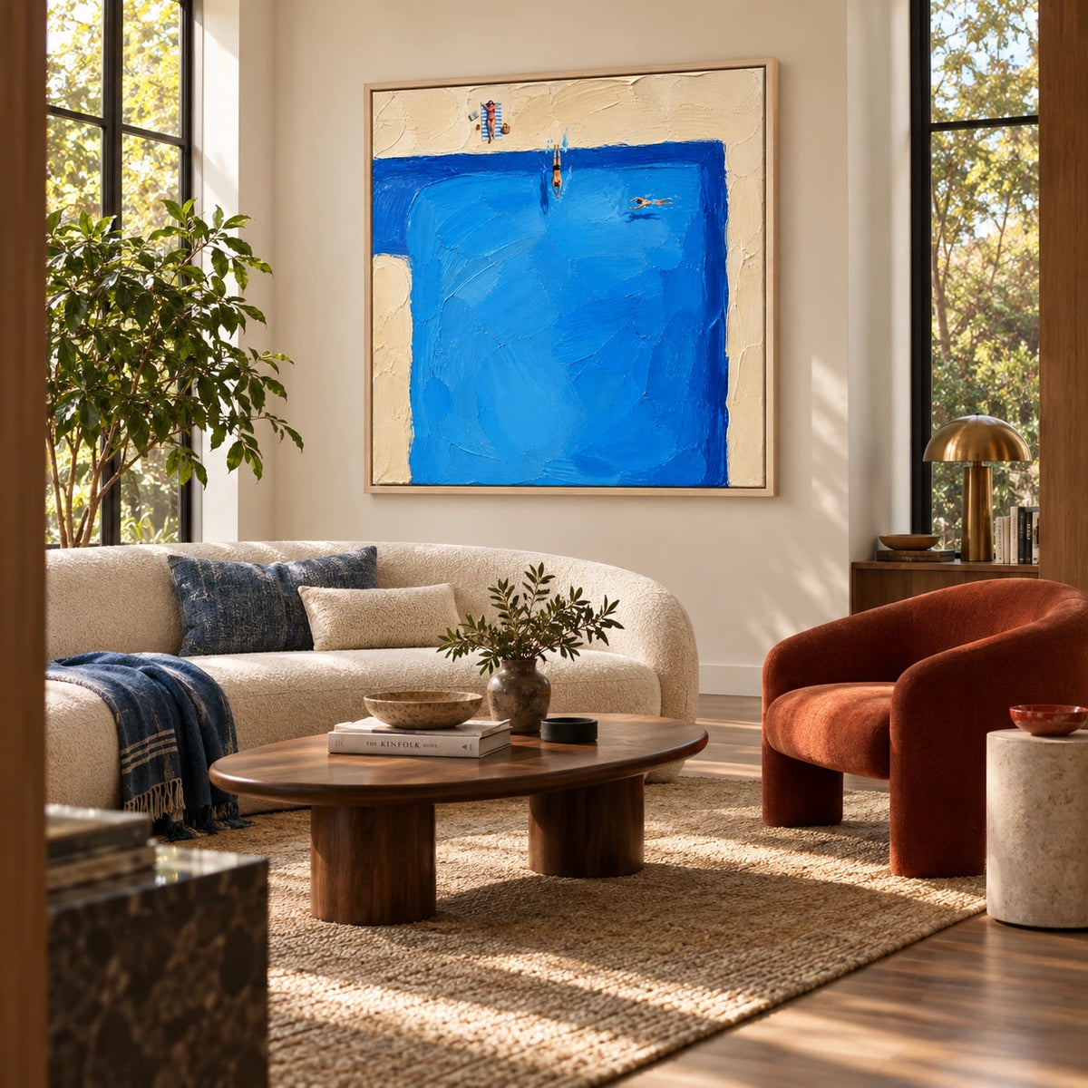 blue pool dive displayed in a living room