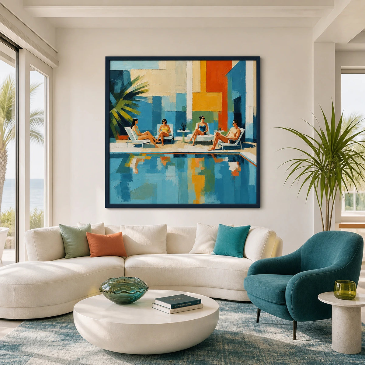 colorblock poolside displayed in a living room
