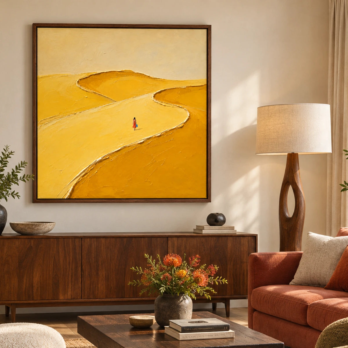 golden tidal path displayed in a family living room