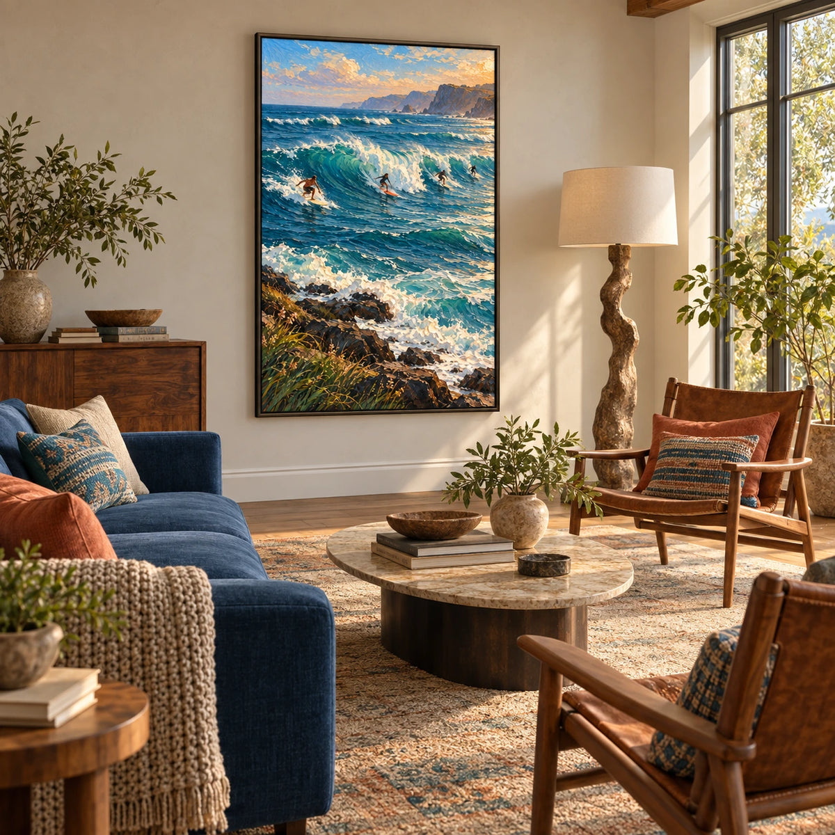 coastal breakers displayed in a living room