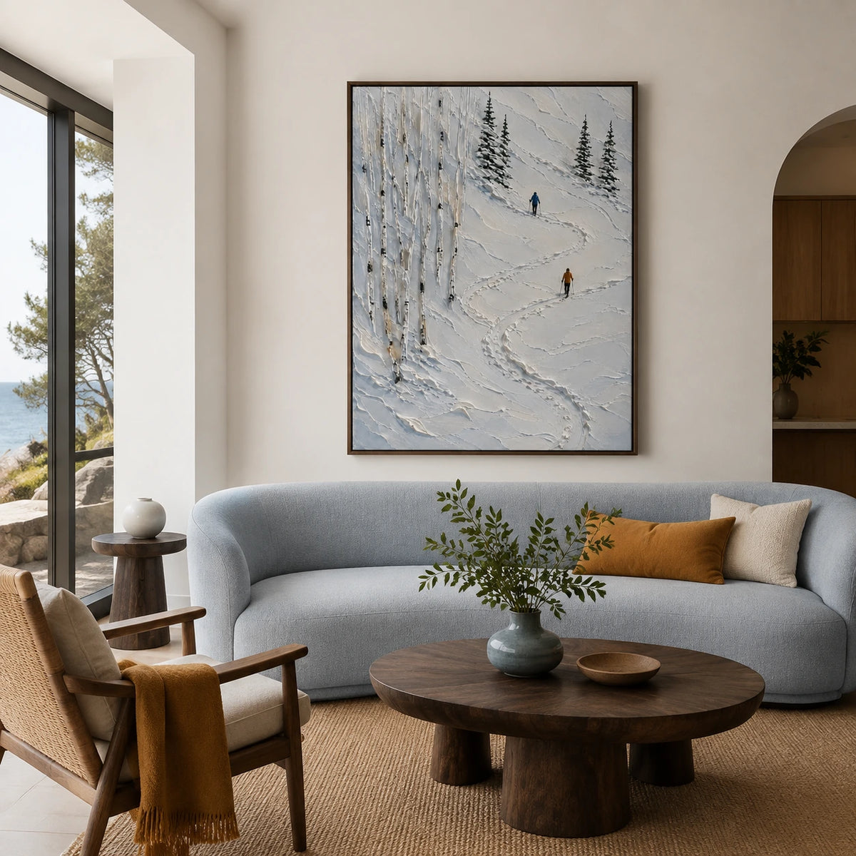tracks through winter displayed in a living room