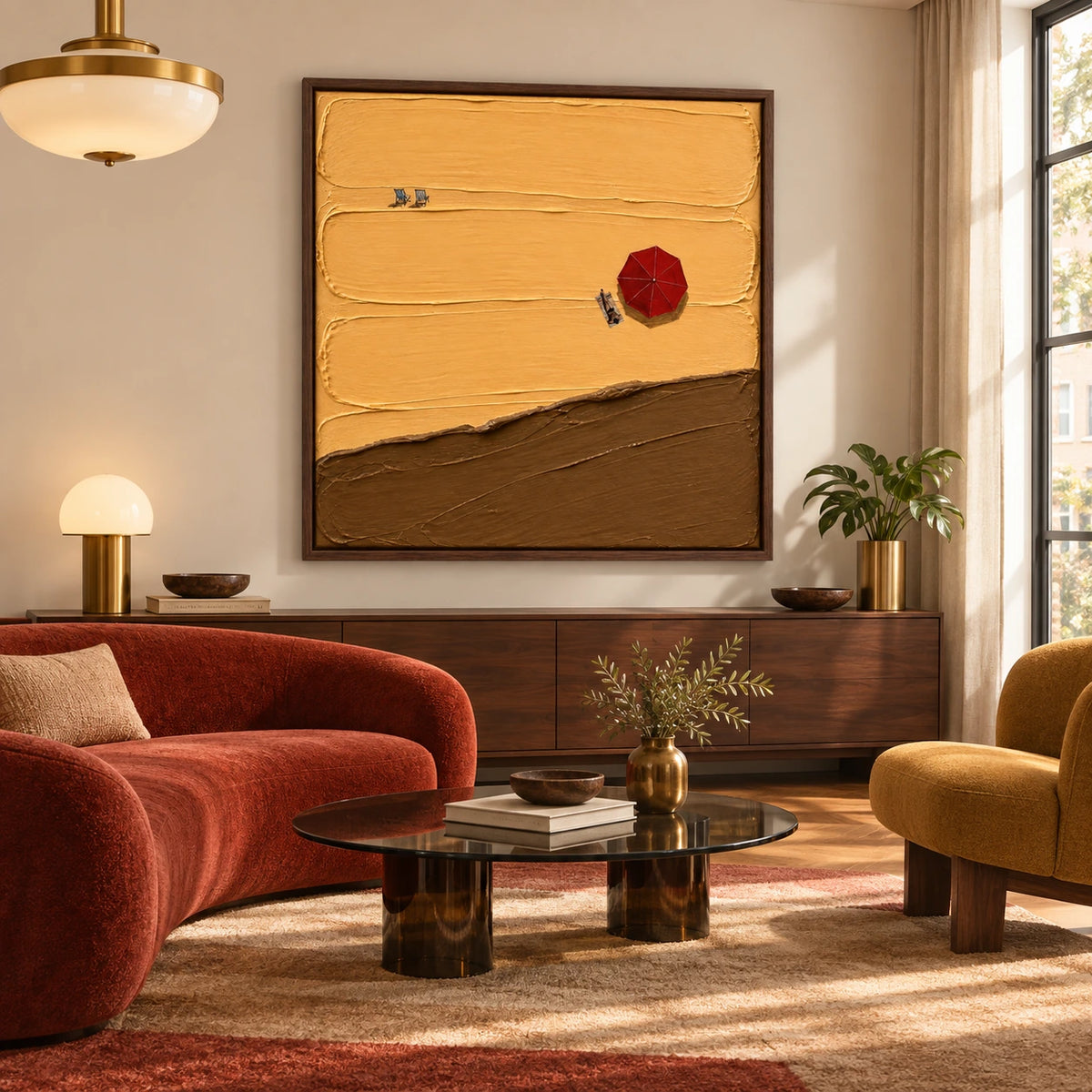 coastal sunbathing displayed in a art deco living salon