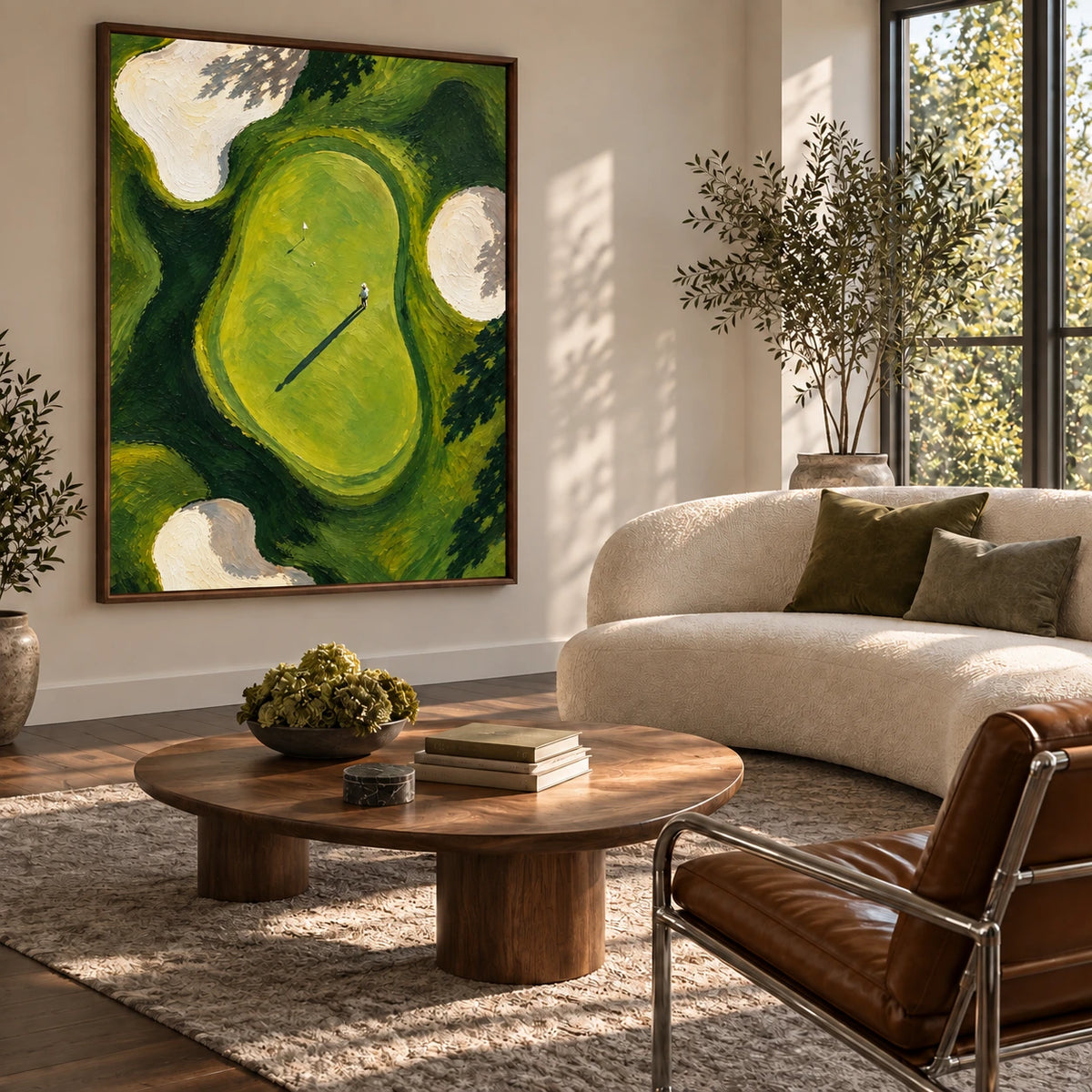 the long fairway displayed in a living room