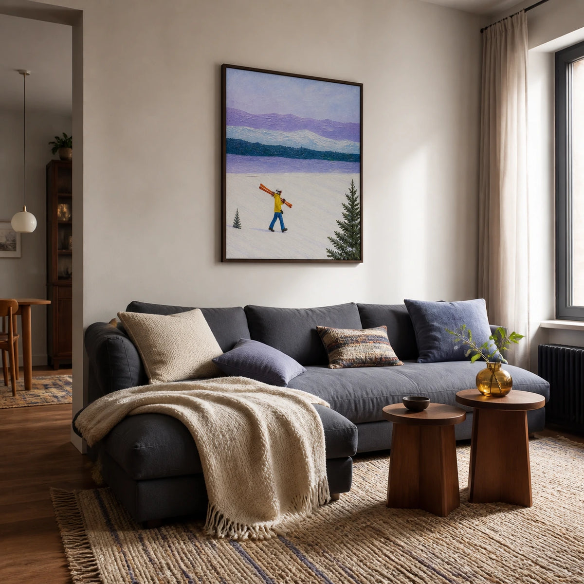 winter coast crossing displayed in a living room
